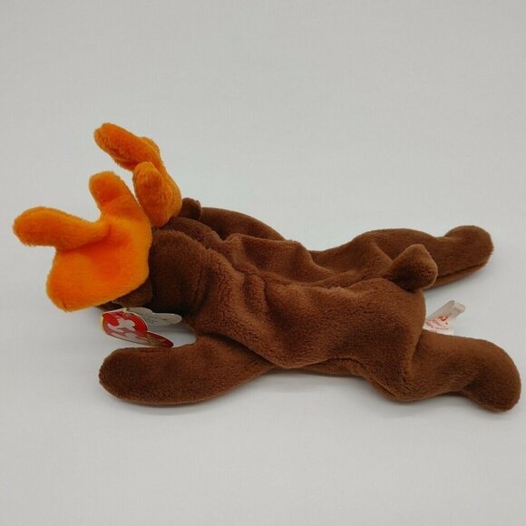 Ty Beanie Baby Chocolate The Moose Plush Toy Brown Orange 1993 Vintage with Tag - Picture 3 of 10